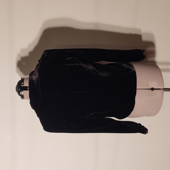 W.D.N.Y Black Velvet Blazer with Floral Ribbon Embroidery Sz 10 - Picture 9 of 13